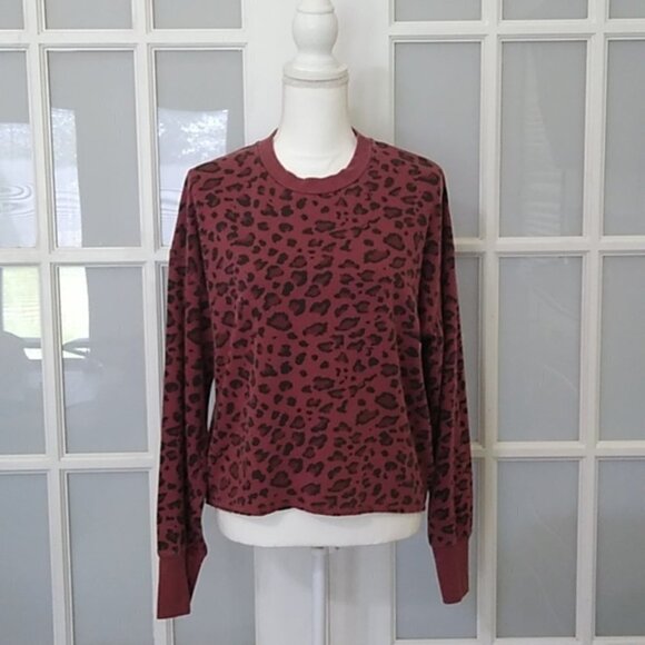 Sundry Leopard Drapey Sweatshirt Maroon - Picture 5 of 15
